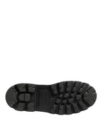 Dolce & Gabbana Black Leather Trek Sole Combat Boots Shoes