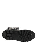 Dolce & Gabbana Black Leather Knee High Combat Boots Shoes
