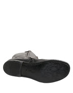 Dolce & Gabbana Re-Edition Black Leather Lace Up Boots Shoes
