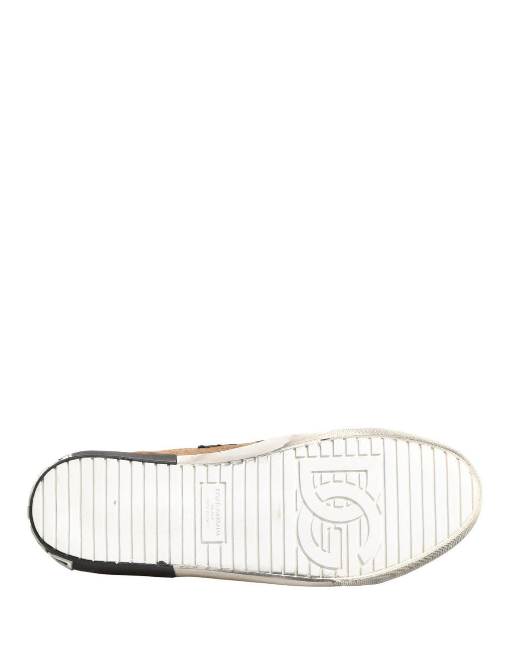 Dolce & Gabbana Brown Black Patch Denim Low Top Sneakers Shoes