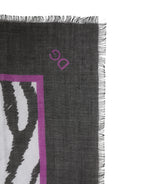 Dolce & Gabbana White Black Zebra Pattern Shawl 255cm x 132cm Men Scarf