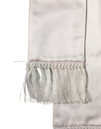 Dolce & Gabbana White Silk Satin Fringes Foulard 282cm x 10cm Men Scarf