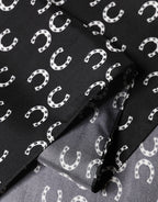 Dolce & Gabbana Black Horseshoe Silk Neck Foulard 136cm x 23cm Men Scarf