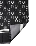 Dolce & Gabbana Black Horseshoe Silk Neck Foulard 136cm x 23cm Men Scarf