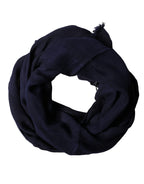 Dolce & Gabbana Dark Blue Wool Knit Unisex Wrap Fringe Shawl 170cm x 60cm Scarf