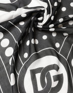 Dolce & Gabbana Black White Polka Dot Logo Stole Wrap 188cm x 116cm Scarf