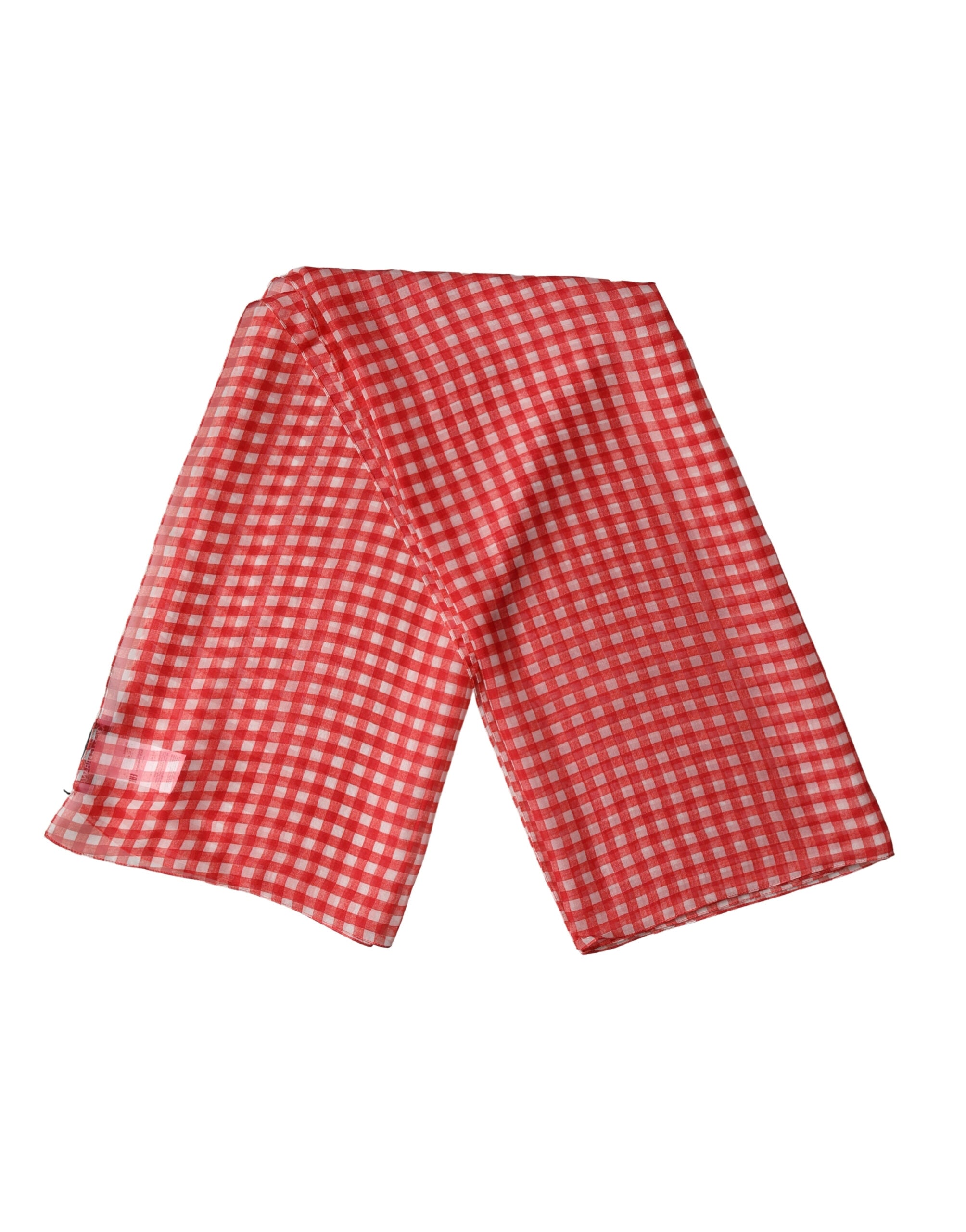Dolce & Gabbana White Red Check Silk Wrap Foulard 140cm x 136cm Scarf