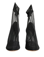 Dolce & Gabbana Black Nylon Stretch Mesh Sock Boots Shoes