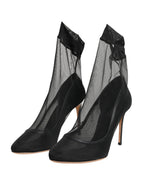 Dolce & Gabbana Black Nylon Stretch Mesh Sock Boots Shoes