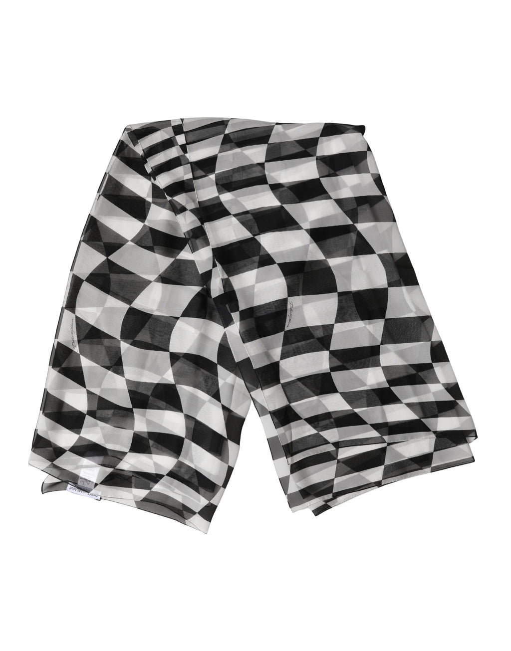 Dolce & Gabbana Black White Check Silk Wrap Foulard 133cm x 132cm Scarf