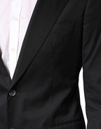 Dolce & Gabbana Black Cotton Single Breasted 2 Piece Suit