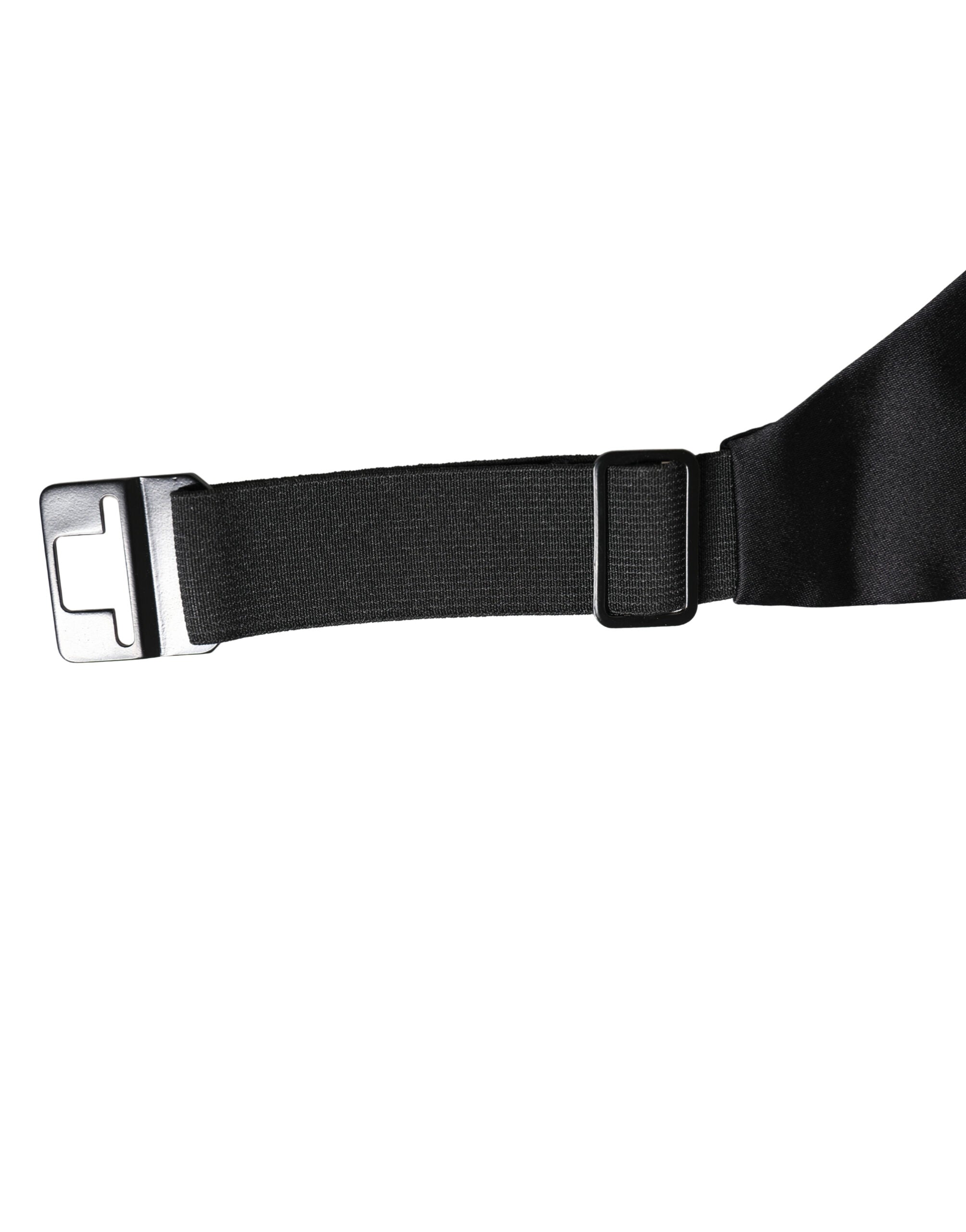 Dolce & Gabbana Black 100% Silk Wide Belt Waist Cummerbund