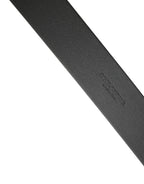 Dolce & Gabbana Black Calf Leather Silver Metal Buckle Belt