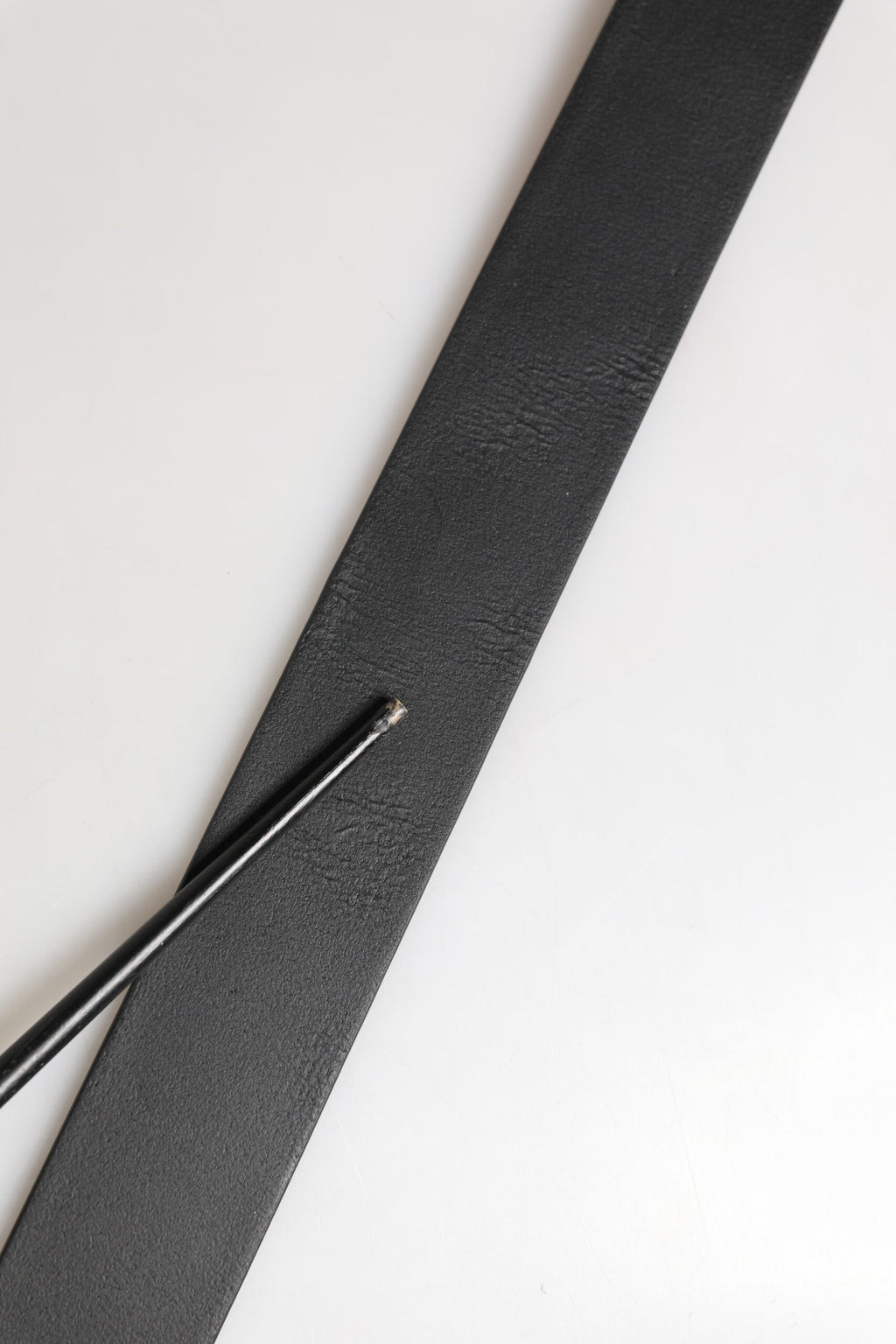Dolce & Gabbana Black Calf Leather Silver Metal Buckle Belt