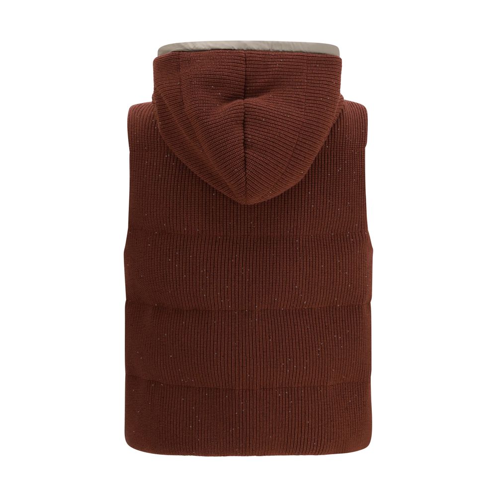 Brunello Cucinelli Brown Cotton Sleveless Jacket