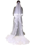 Dolce & Gabbana White Floral LaceNylon Floor Length 3M Long Veil