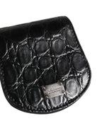 Dolce & Gabbana Black Exotic Skin Condom Case Holder Pocket Wallet