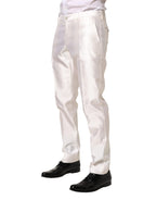 Dolce & Gabbana White Silk Satin Dress Formal Trouser Pants
