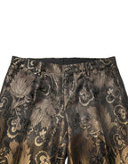 Dolce & Gabbana Gold Jacquard Dress Formal Men Trouser Pants