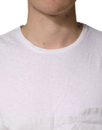 Bottega Veneta White 100% Cotton Plain Round Neck Men Shirt T-shirt
