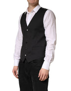 Dolce & Gabbana Black Wool Dress Men Formal Waistcoat Vest
