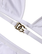 Dolce & Gabbana White Logo Swimsuit 2 Piece Top Bottom Swimwear