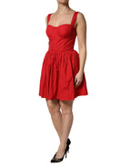 Dolce & Gabbana Red Cotton A-Line Sleeveless Mini Dress