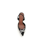 Amina Muaddi Black Silk High Heel Pumps