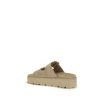 Prada Beige Calf Leather Bos Taurus Platform Sandals