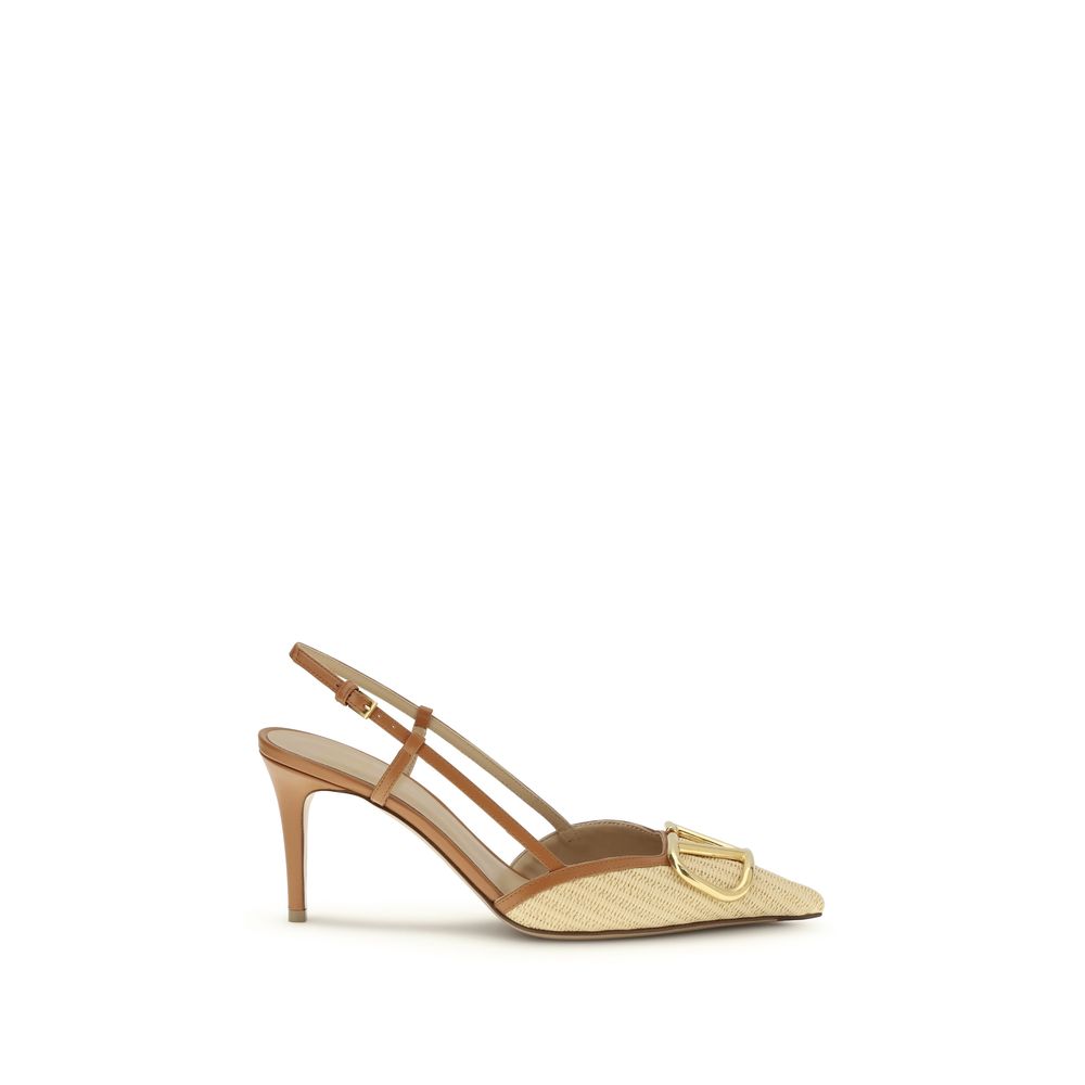 Valentino Garavani Beige Calf Leather Bos Taurus High Heel Pumps