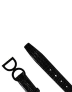 Dolce & Gabbana Men Black Exotic Leather Logo Buckle Belt