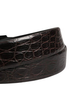 Dolce & Gabbana Men Black Exotic Leather Logo Buckle Belt