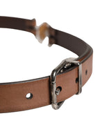 Dolce & Gabbana Men Brown Classic Leather Metal Buckle Belt