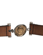 Dolce & Gabbana Men Brown Classic Leather Metal Buckle Belt