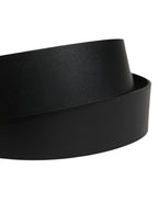 Dolce & Gabbana Black Calf Leather Ornate Metal Buckle Belt