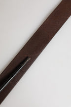 Dolce & Gabbana Men Brown Calf Leather Logo Metal Buckle Belt