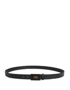 Dolce & Gabbana Men Black Classic Leather Logo Buckle Belt