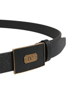 Dolce & Gabbana Men Black Classic Leather Logo Buckle Belt