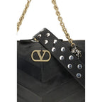 Valentino Garavani Black Calf Leather Bos Taurus Shoulder Bag