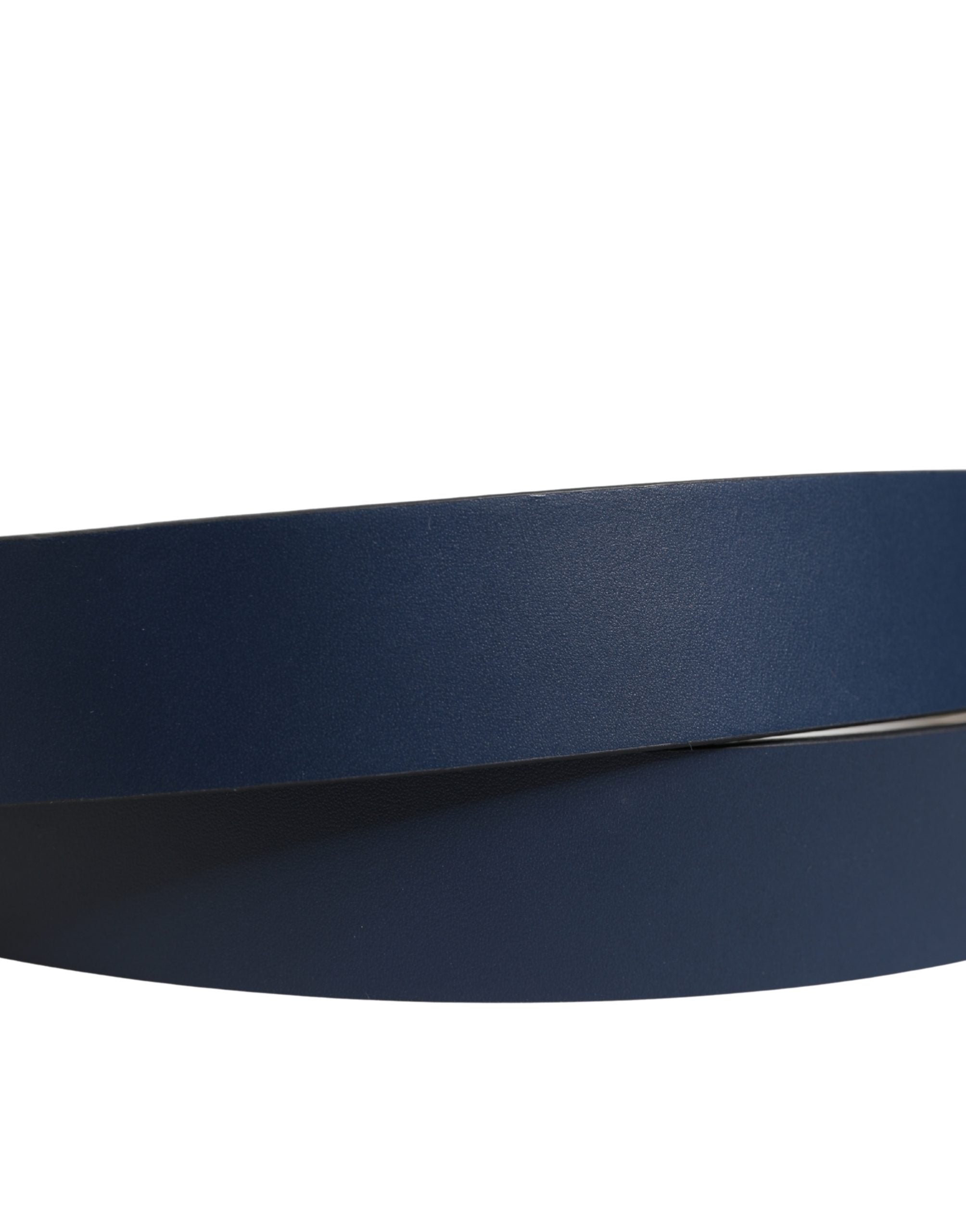 Dolce & Gabbana Blue Calfskin Leather Logo Metal Buckle Belt