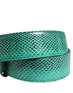 Dolce & Gabbana Green Leather DG Logo Embellished Buckle Belt