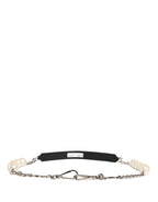 Dolce & Gabbana Black Leather Silver Chain Bag Accessory Shoulder Strap