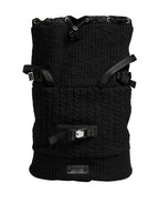 Dolce & Gabbana Black Tricot Wool Blend Duffel Backpack Travel Borse Bag
