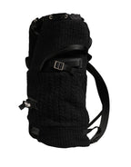 Dolce & Gabbana Black Tricot Wool Blend Duffel Backpack Travel Borse Bag