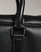 Dolce & Gabbana Black Car Man Applique Leather Weekender Borse Bag