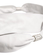 Orciani Women White Leather Embellished Wide Waist Cintura Belt