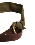 Ermanno Scervino Army Green Cotton Round Buckle Waist Belt