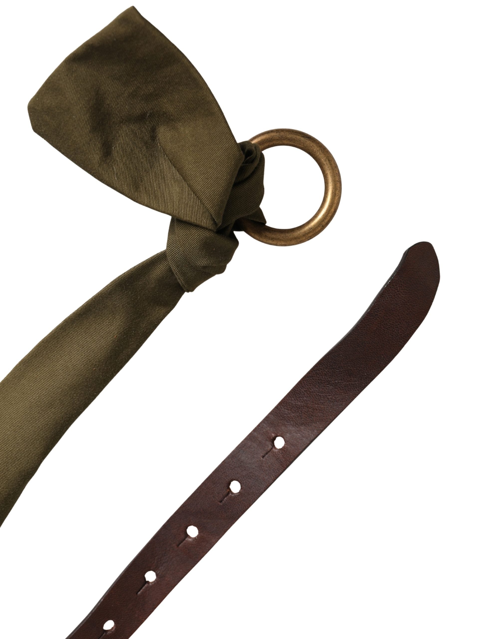 Ermanno Scervino Army Green Cotton Round Buckle Waist Belt
