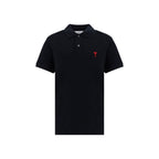 Ami Paris Black Cotton Polo Shirt