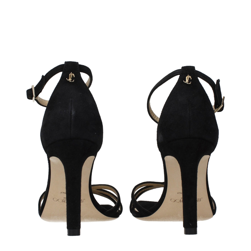 Jimmy Choo Black Leather Stiletto Heel Sandals